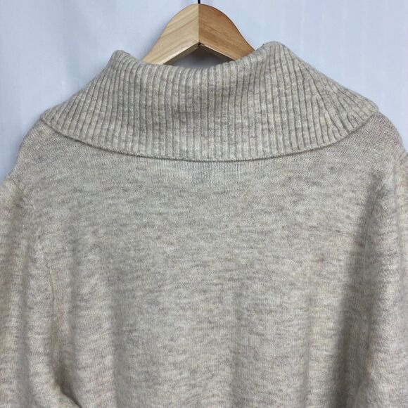 Lane Bryant Cowl Neck Tunic Striped Sweater Size 1X Oatmeal Cream Cranberry Knit - Picture 9 of 14